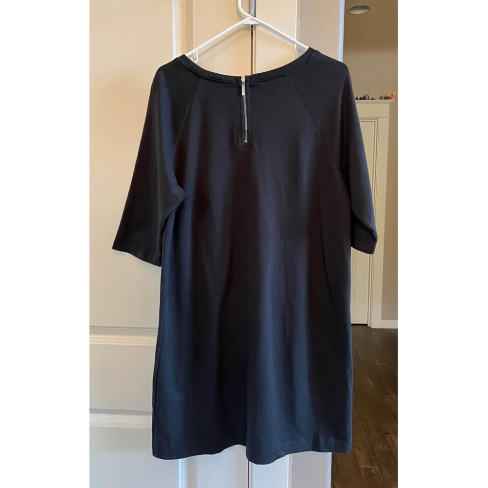 Women's‎ Black Loft Beaded 3/4 Sleeve Cotton T-Shirt Above Knee Dress-Size Large - Picture 3 of 5